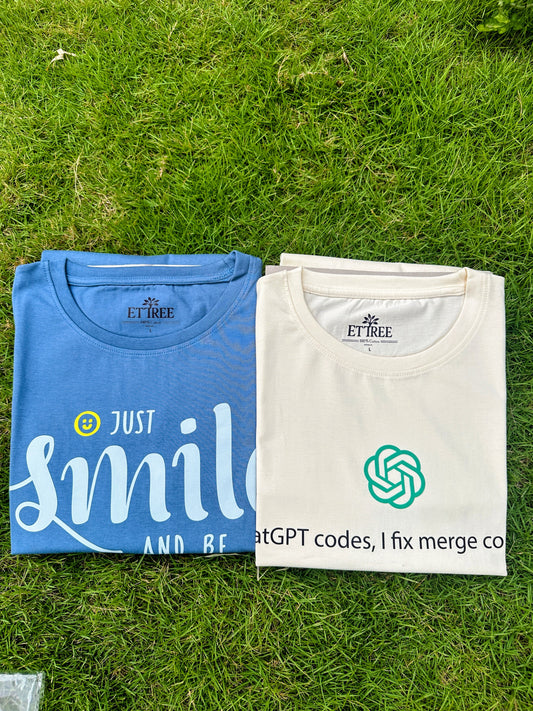 [Combo: 2 T-Shirts] - Off White and Blue